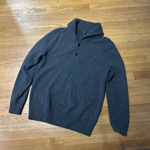 J.Crew Men’s Charcoal Wool Blend Shawl Collar Sweater